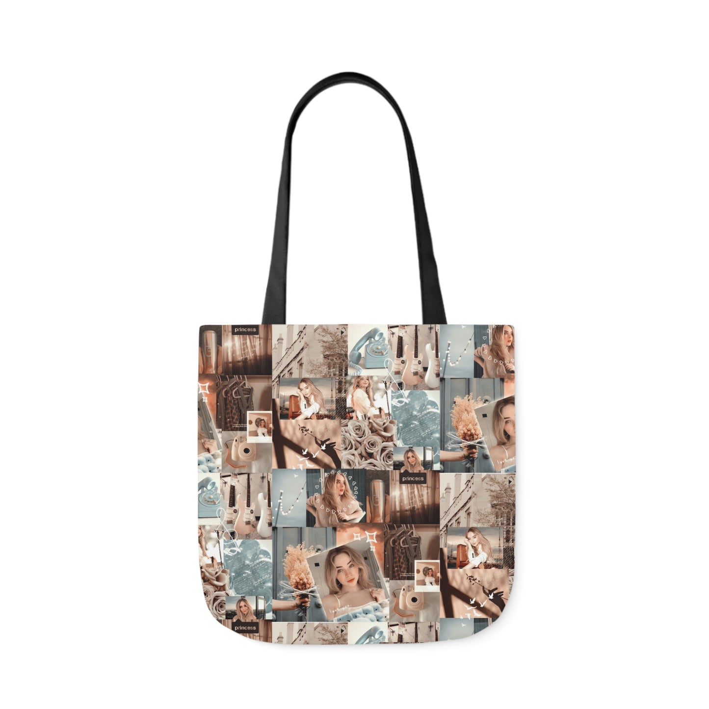 Sabrina Carpenter Peachy Princess Collage Polyester Canvas Tote Bag