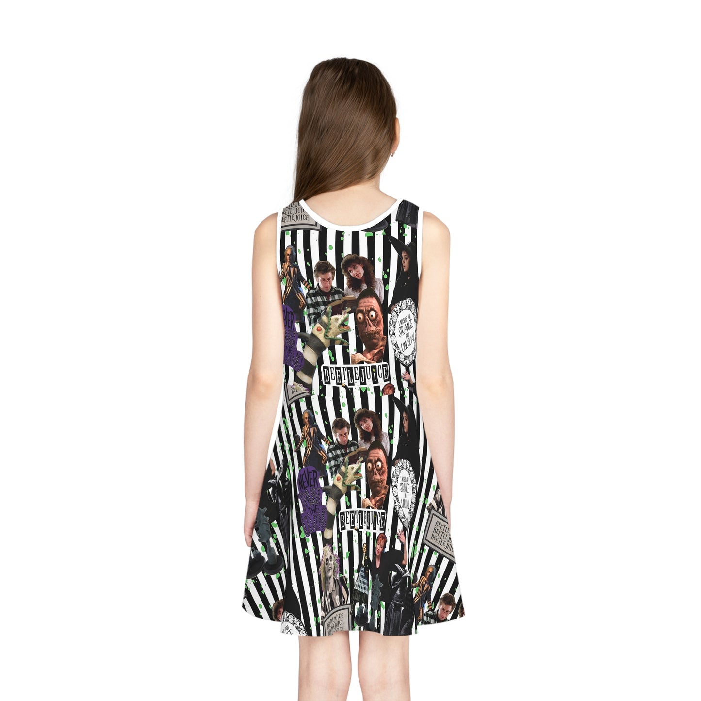 Beetlejuice Strange And Unusual Collage Girls' Sleeveless Sundress