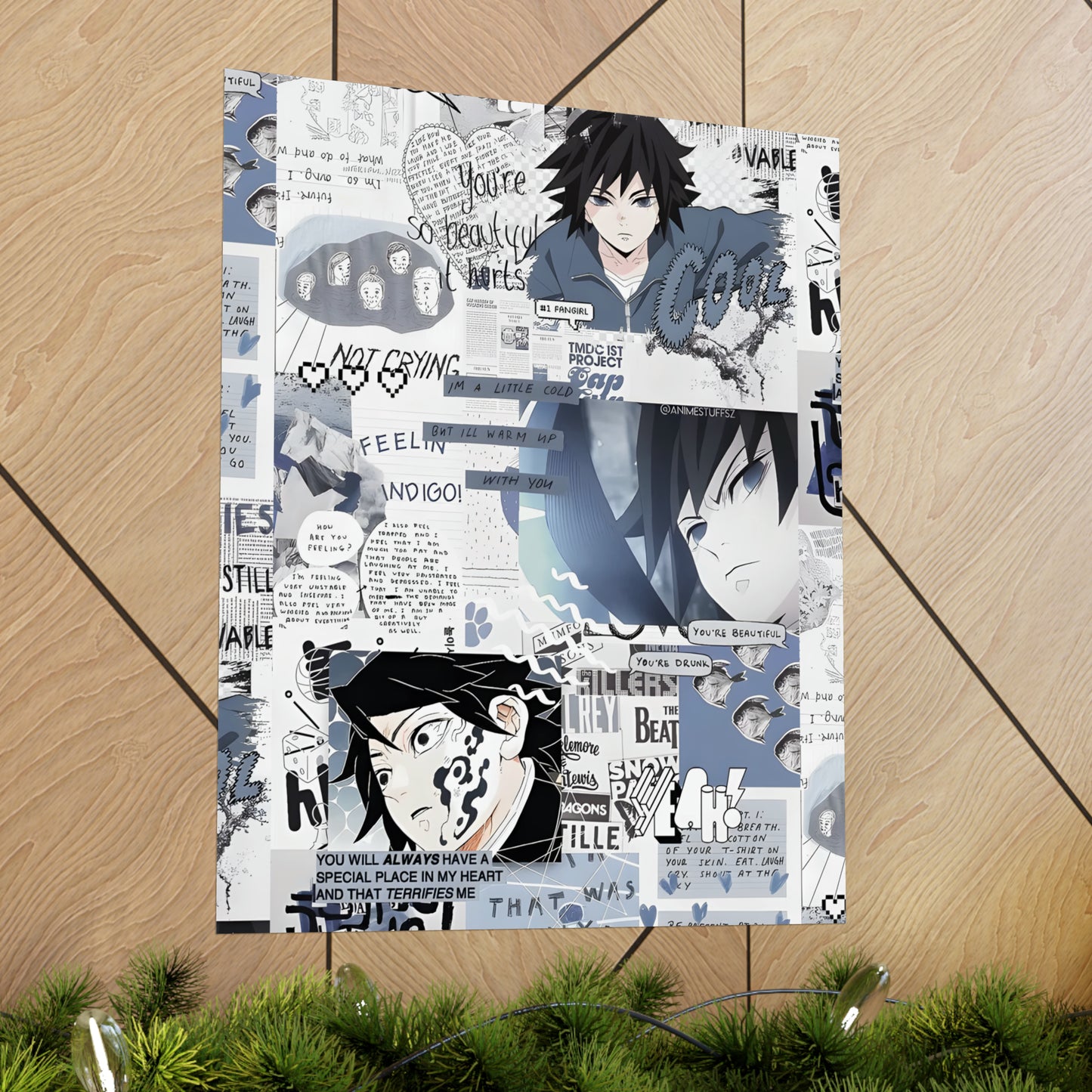 Demon Slayer Giyu Aesthetic Collage Matte Vertical Poster