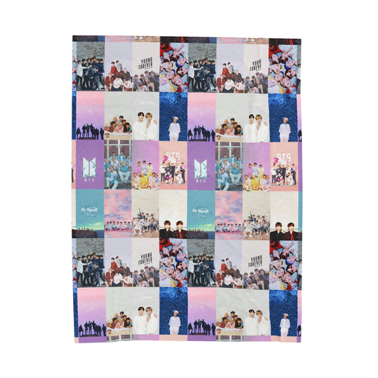 BTS Pastel Aesthetic Collage Velveteen Plush Blanket