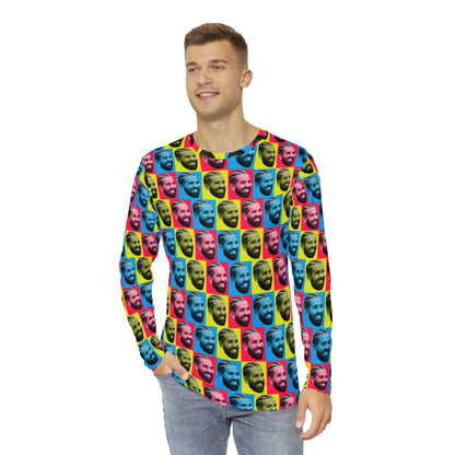 Drake Colored Checker Faces Men's Long Sleeve Tee Shirt