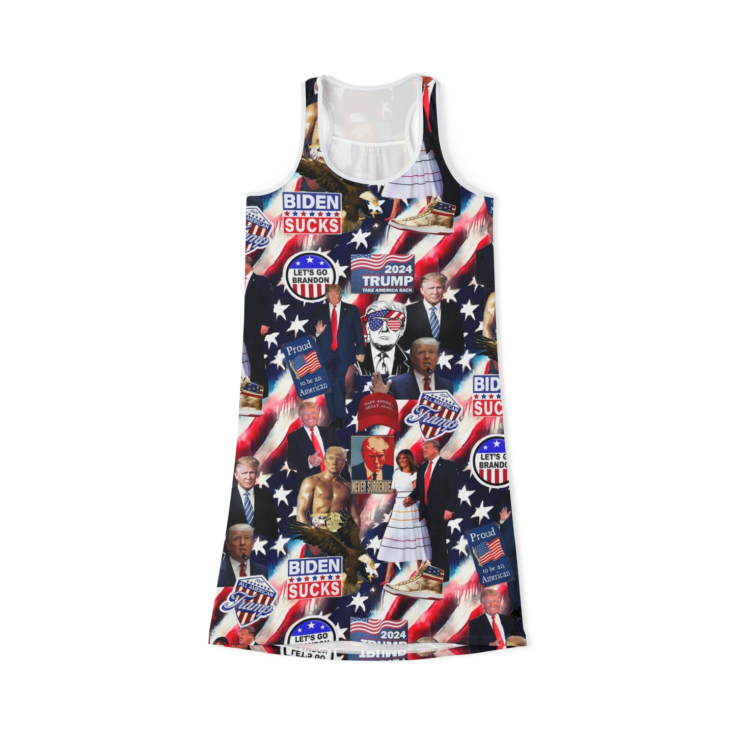 Donald Trump 2024 MAGA Montage Women's Racerback Dress