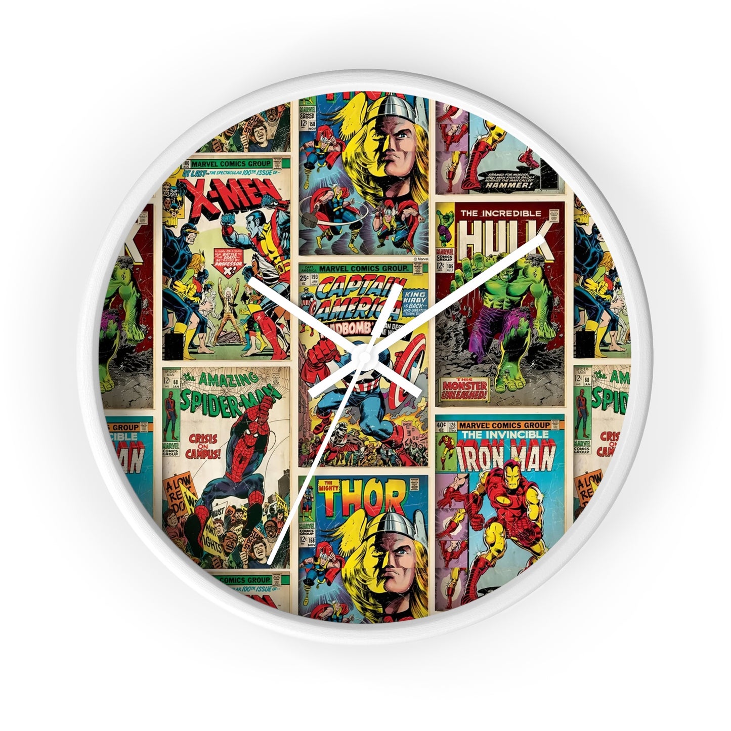 Marvel Comic Book Cover Collage Round Wall Clock