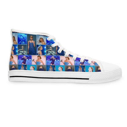 Taylor Swift Blue Dreams Collage High Top Sneakers for Swiftie Women