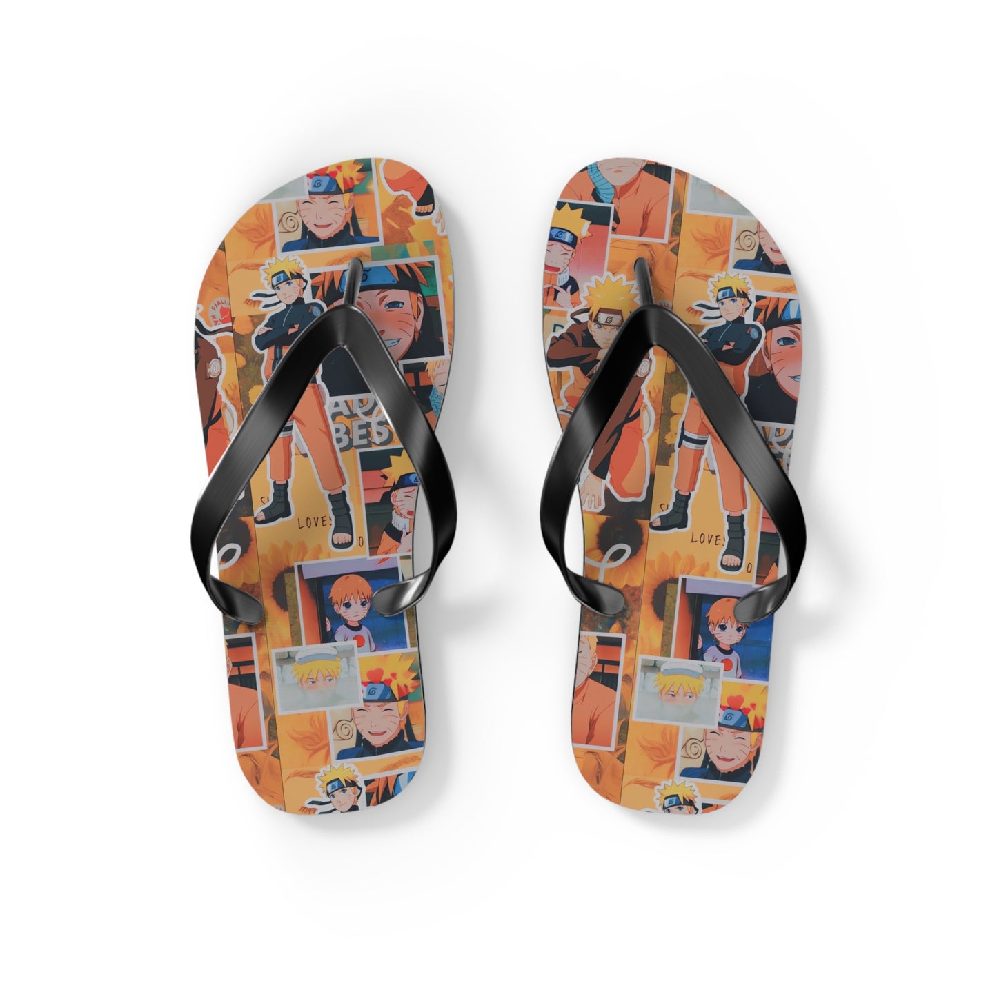 Naruto Uzumaki Sunflower Blaze Collage Flip Flops