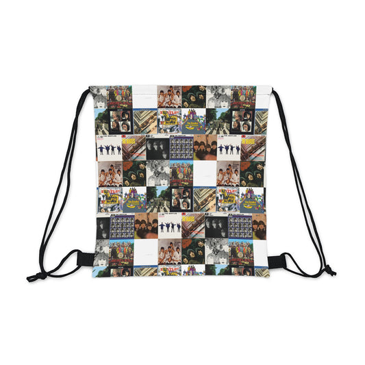 The Beatles Album Cover Collage Outdoor Drawstring Bag