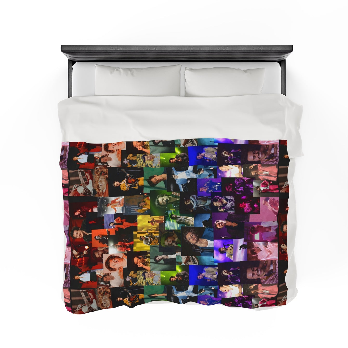 Harry Styles Rainbow Photo Collage Velveteen Plush Blanket