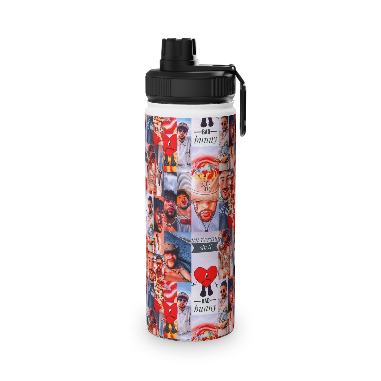 Bad Bunny Un Verano Sin Ti Photo Collage Stainless Steel Sports Lid Water Bottle