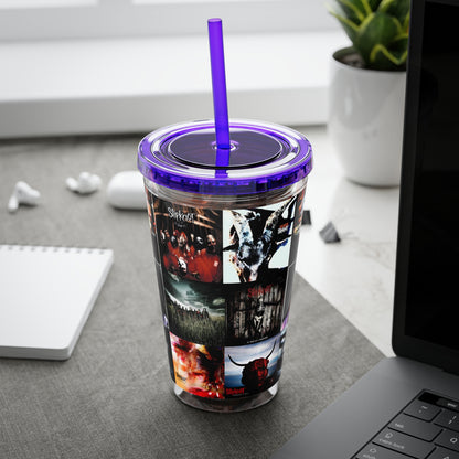 Slipknot Album Art Collage Sunsplash Tumbler with Straw