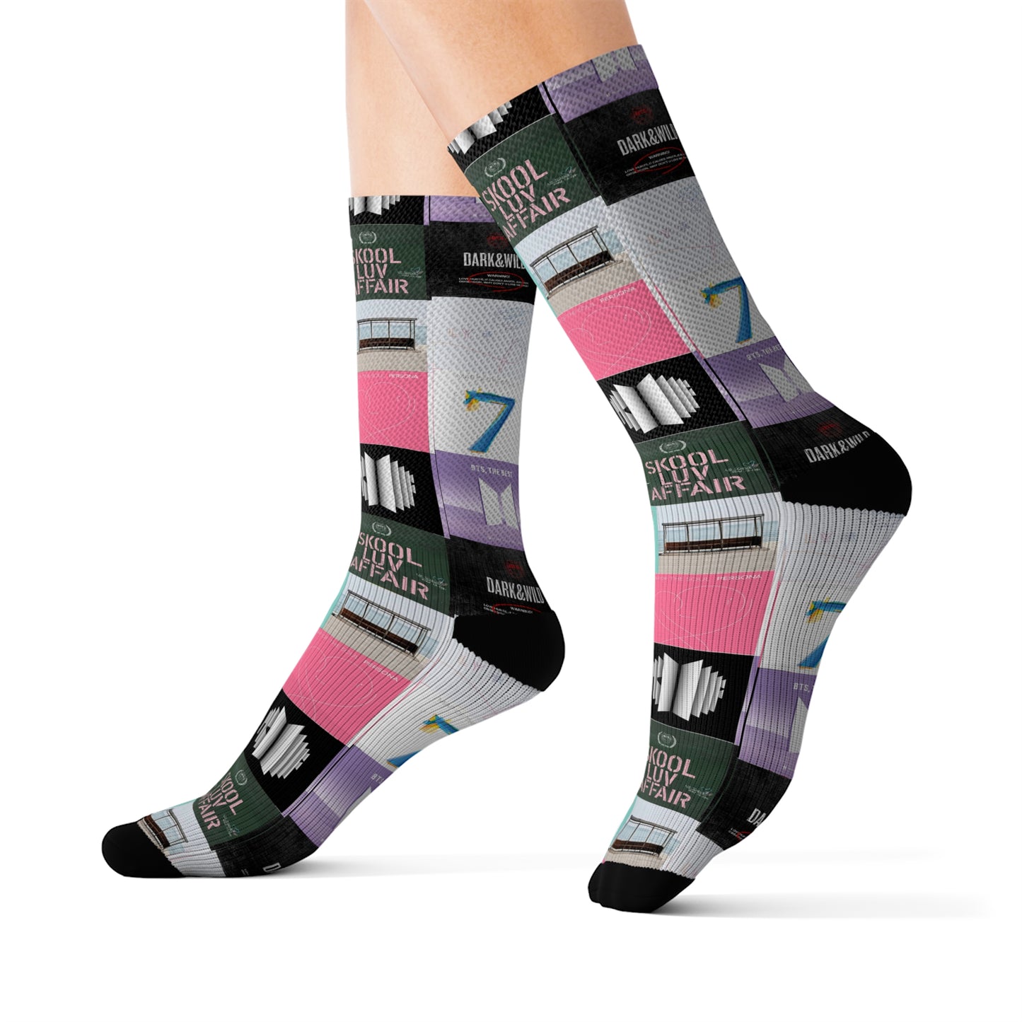 BTS Album Cover Art Collage Tube Socks