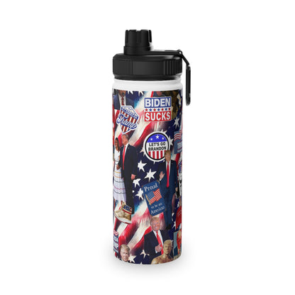 Donald Trump 2024 MAGA Montage Stainless Steel Water Bottle with Sports Lid