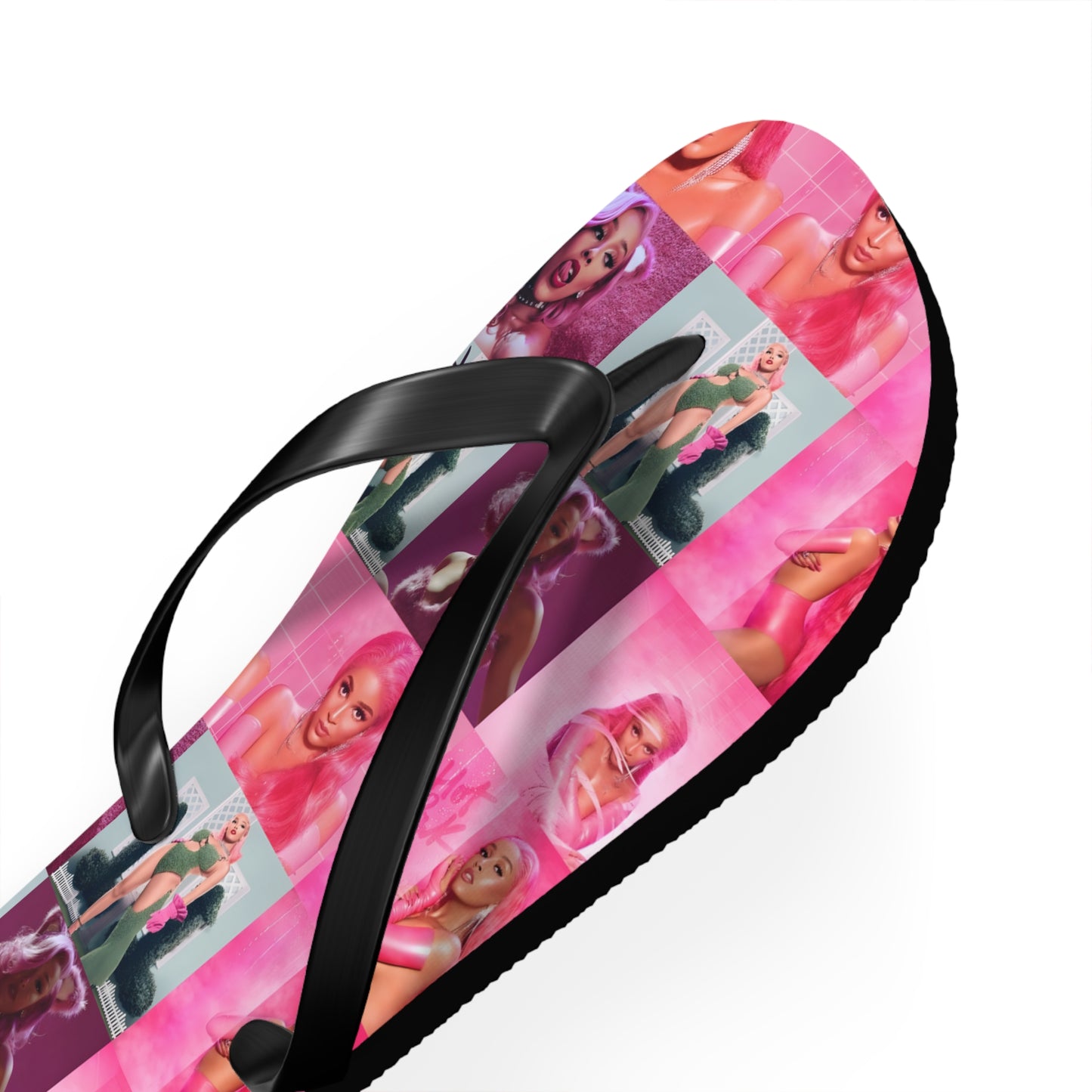 Doja Cat Hot Pink Mosaic Flip Flops