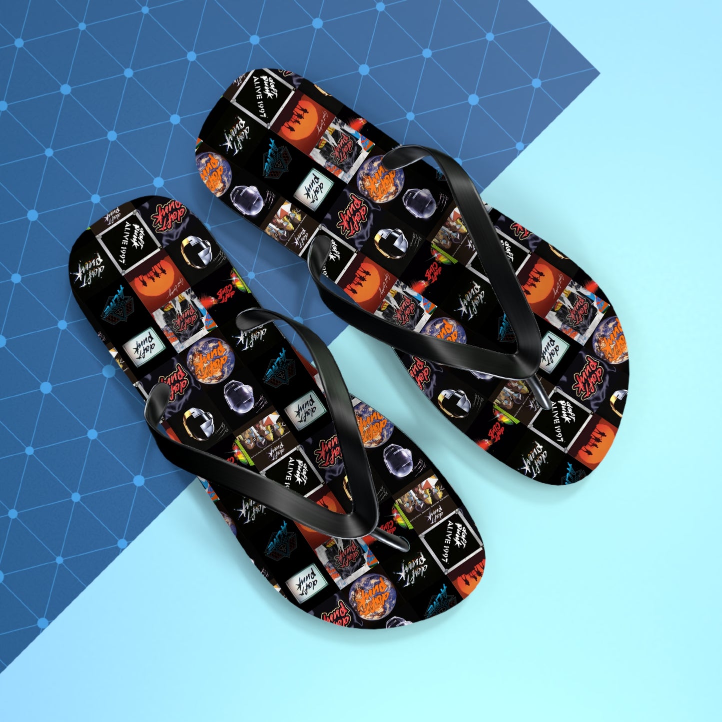 Daft Punk Album Cover Art Collage Flip Flops