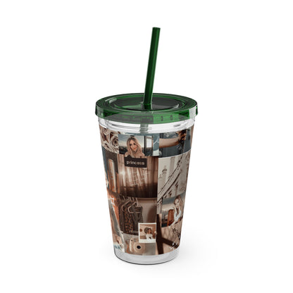 Sabrina Carpenter Peachy Princess Collage Sunsplash Tumbler with Straw