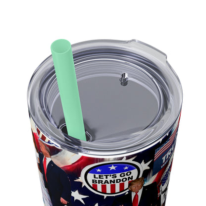 Donald Trump 2024 MAGA Montage Skinny Tumbler with Straw