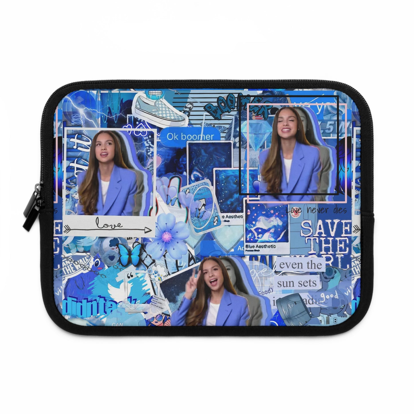 Olivia Rodrigo Blue Aesthetic Collage Laptop Sleeve