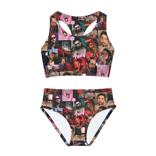Post Malone Posty Love Photo Collage Girls Two Piece Swimsuit