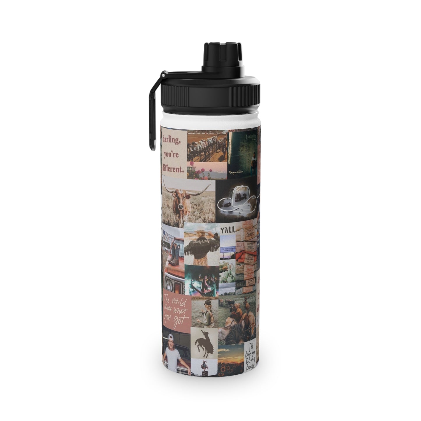 Morgan Wallen Darling You're Different Collage Stainless Steel Sports Lid Water Bottle