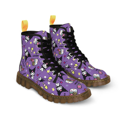 Kuromi Ice Cream Sundae Pattern Women's Canvas Boots