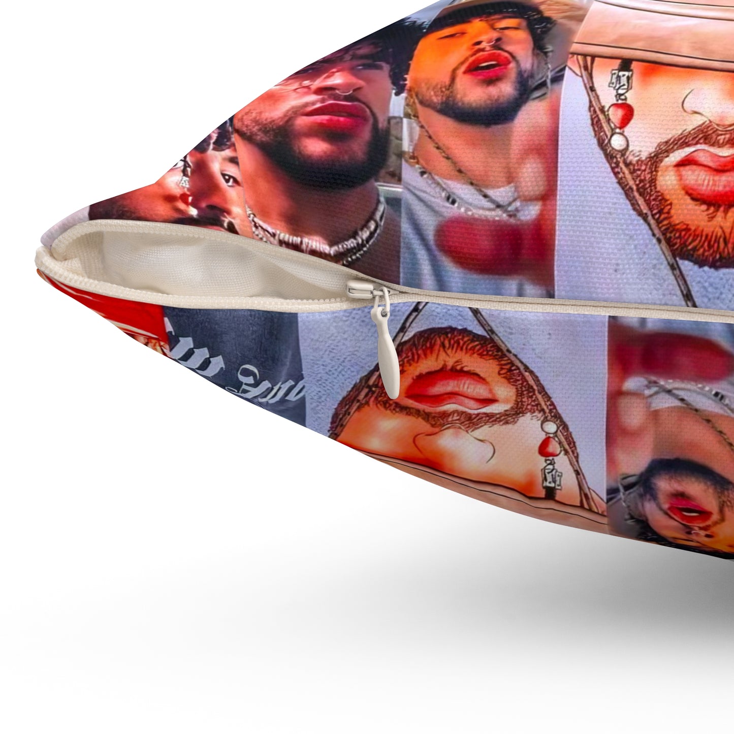 Bad Bunny Un Verano Sin Ti Photo Collage Spun Polyester Square Pillow