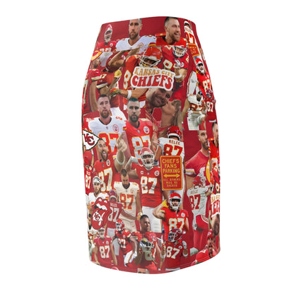 Travis Kelce Chiefs Red Collage Women's Pencil Skirt