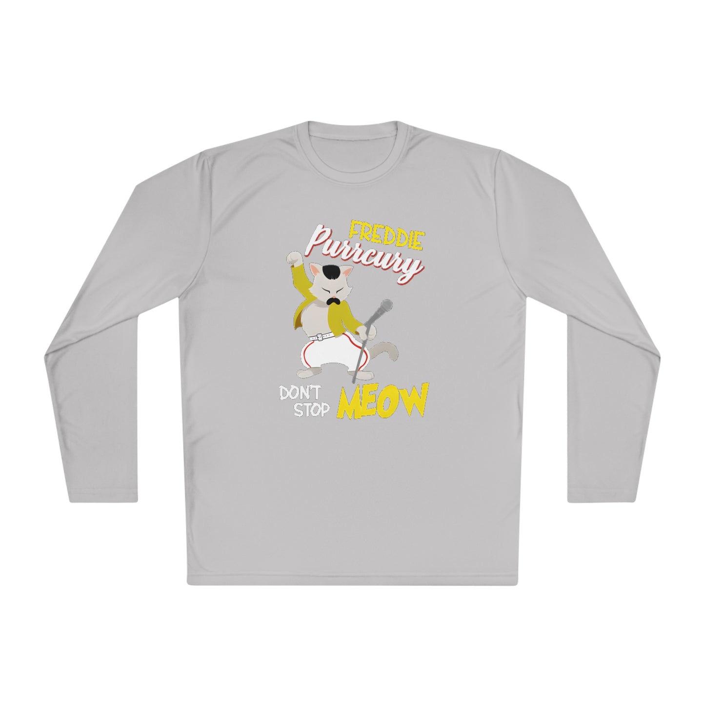 Queen Don't Stop Meow Freddie Purrcury Unisex Lightweight Long Sleeve Tee