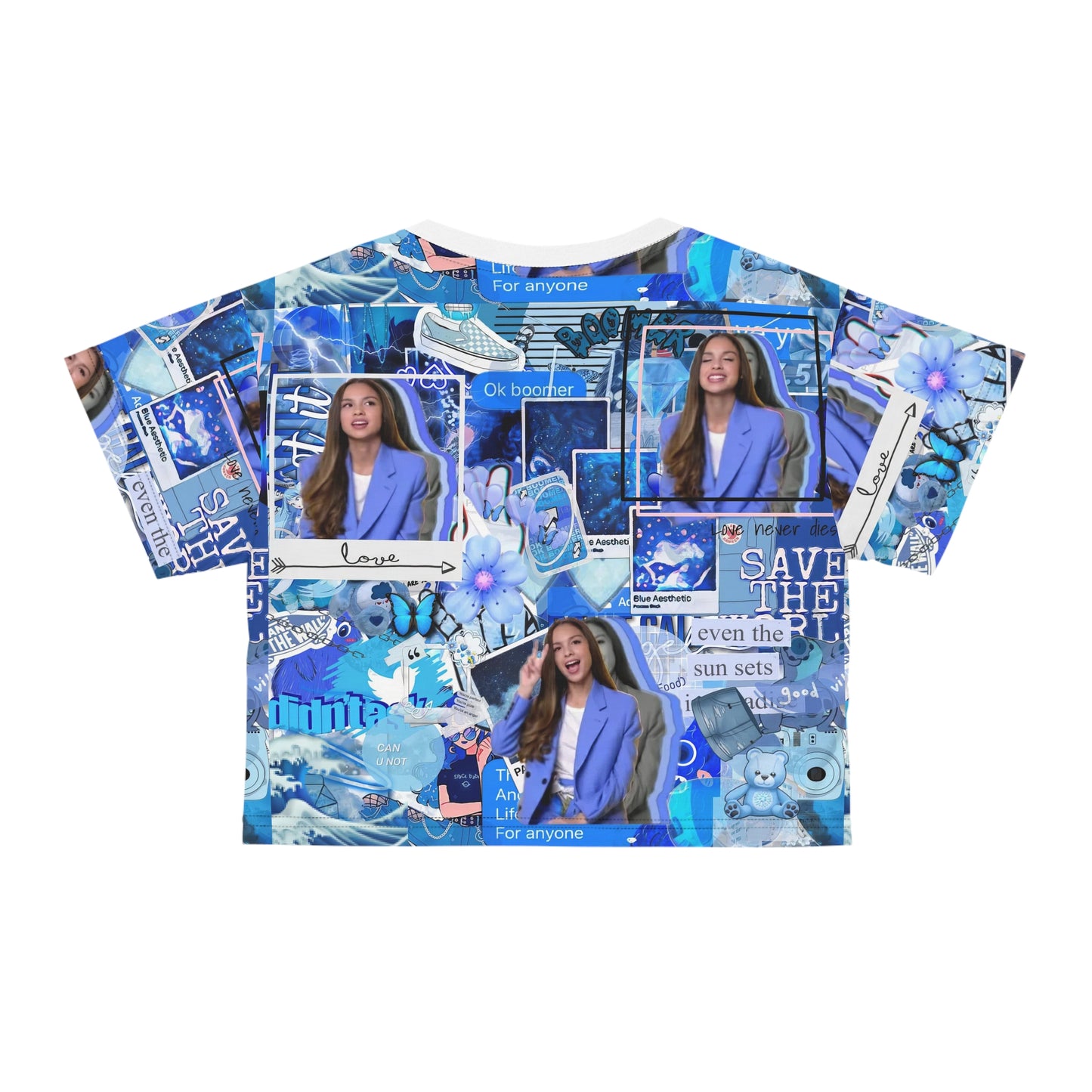 Olivia Rodrigo Blue Aesthetic Collage Crop Tee