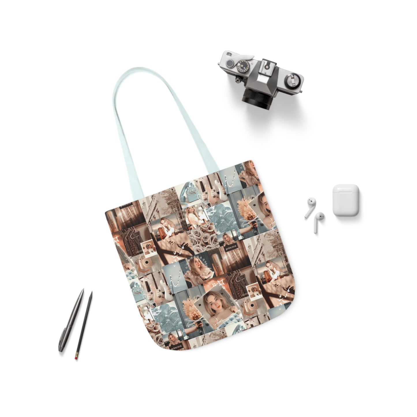 Sabrina Carpenter Peachy Princess Collage Polyester Canvas Tote Bag