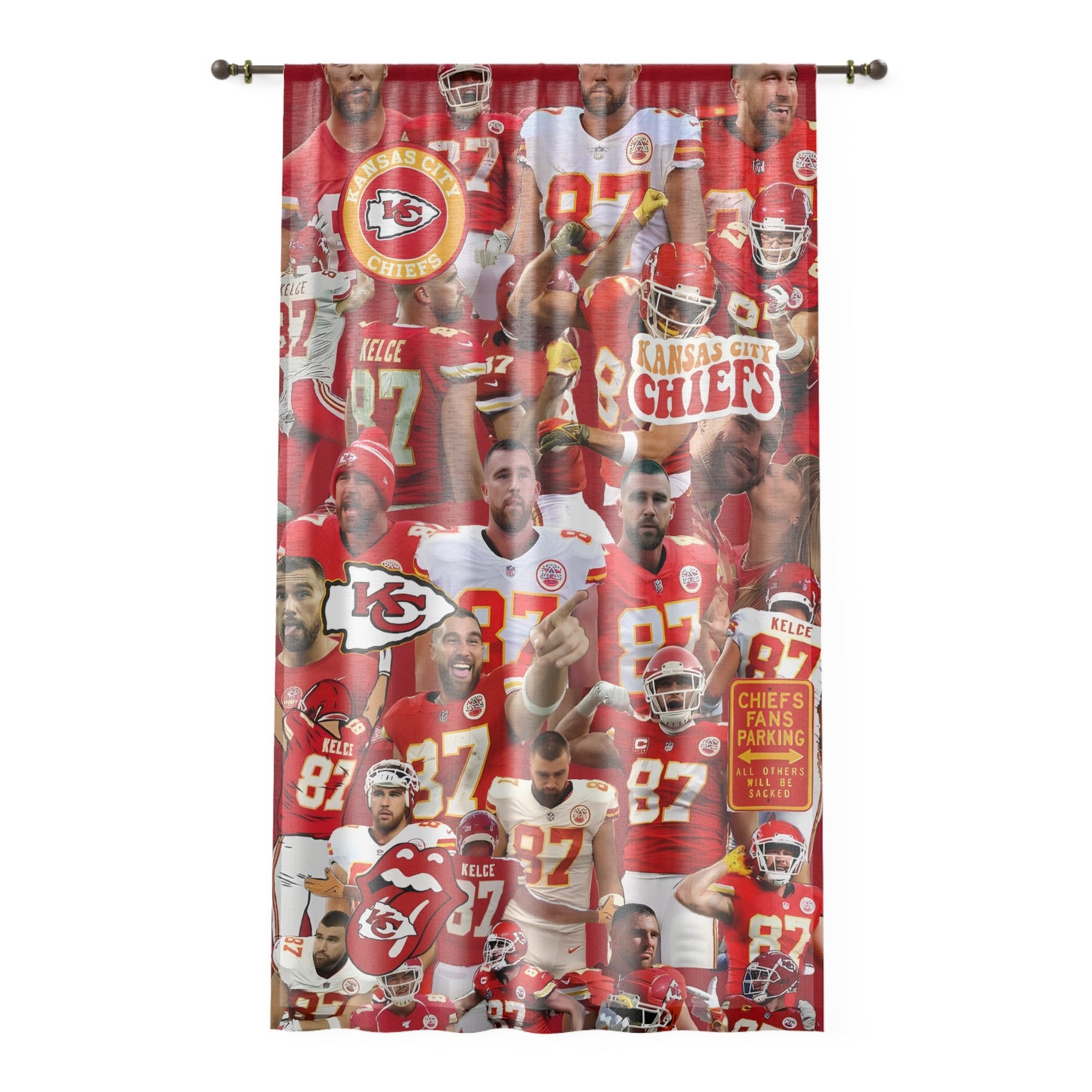 Travis Kelce Chiefs Red Collage Window Curtain