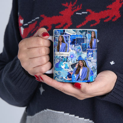 Olivia Rodrigo Blue Aesthetic Collage White Ceramic Mug