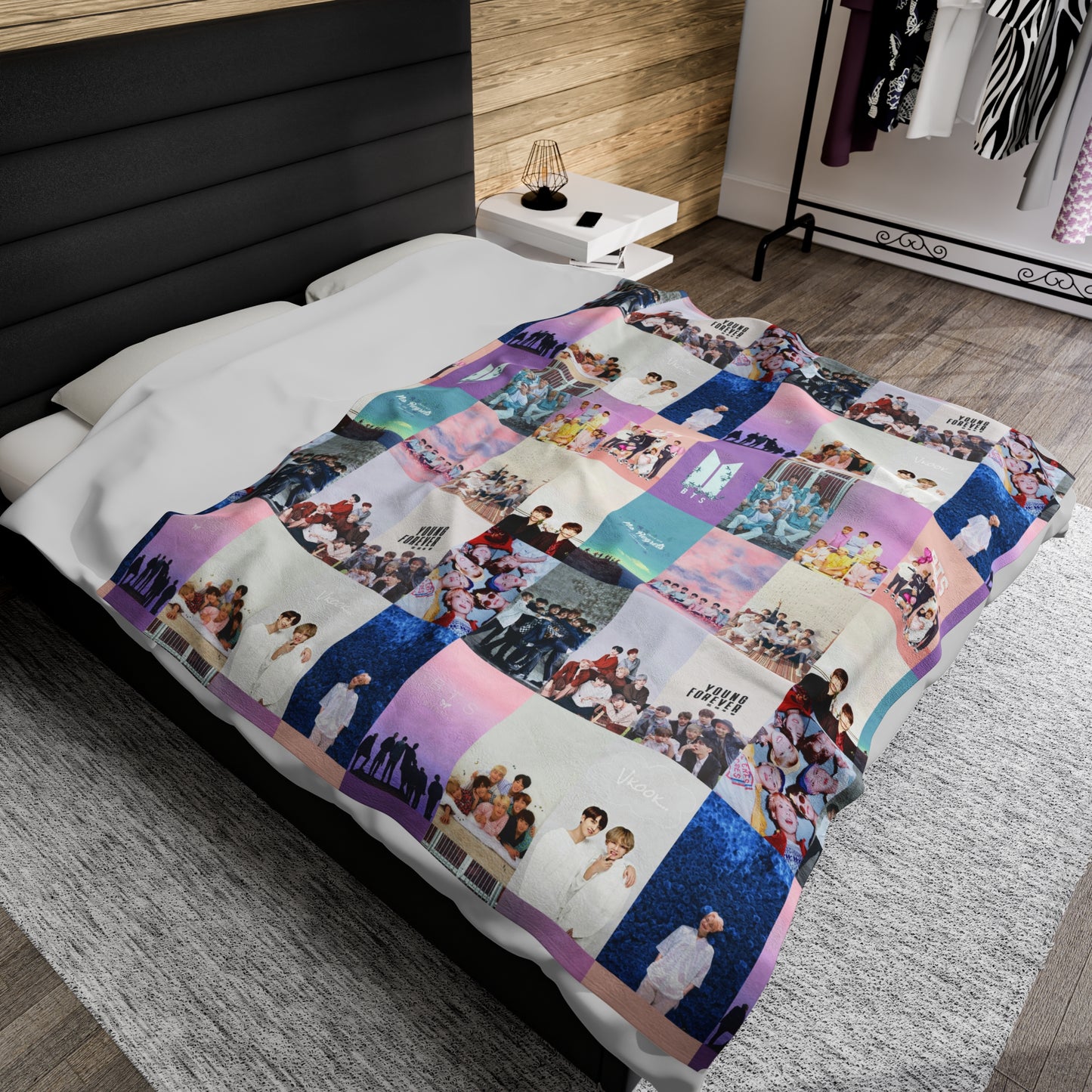 BTS Pastel Aesthetic Collage Velveteen Plush Blanket