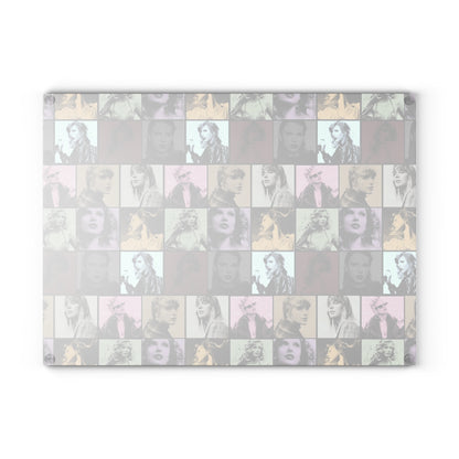 Taylor Swift Eras Collage Glass Cutting Board