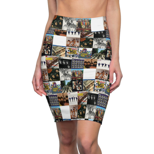 The Beatles Album Cover Collage Women's Pencil Skirt