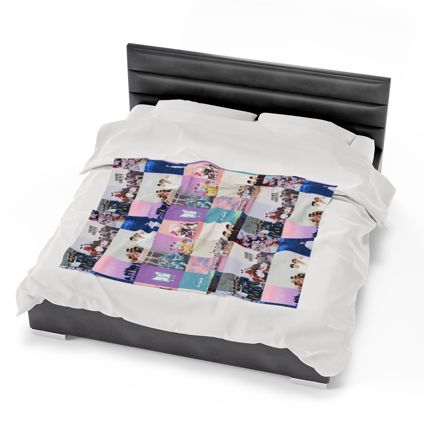 BTS Pastel Aesthetic Collage Velveteen Plush Blanket