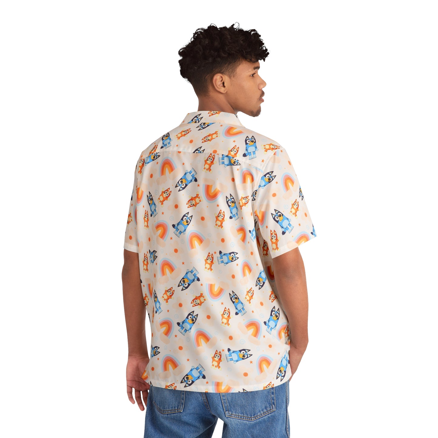 Bluey Rainbows & Flowers Pattern Men's Hawaiian Shirt