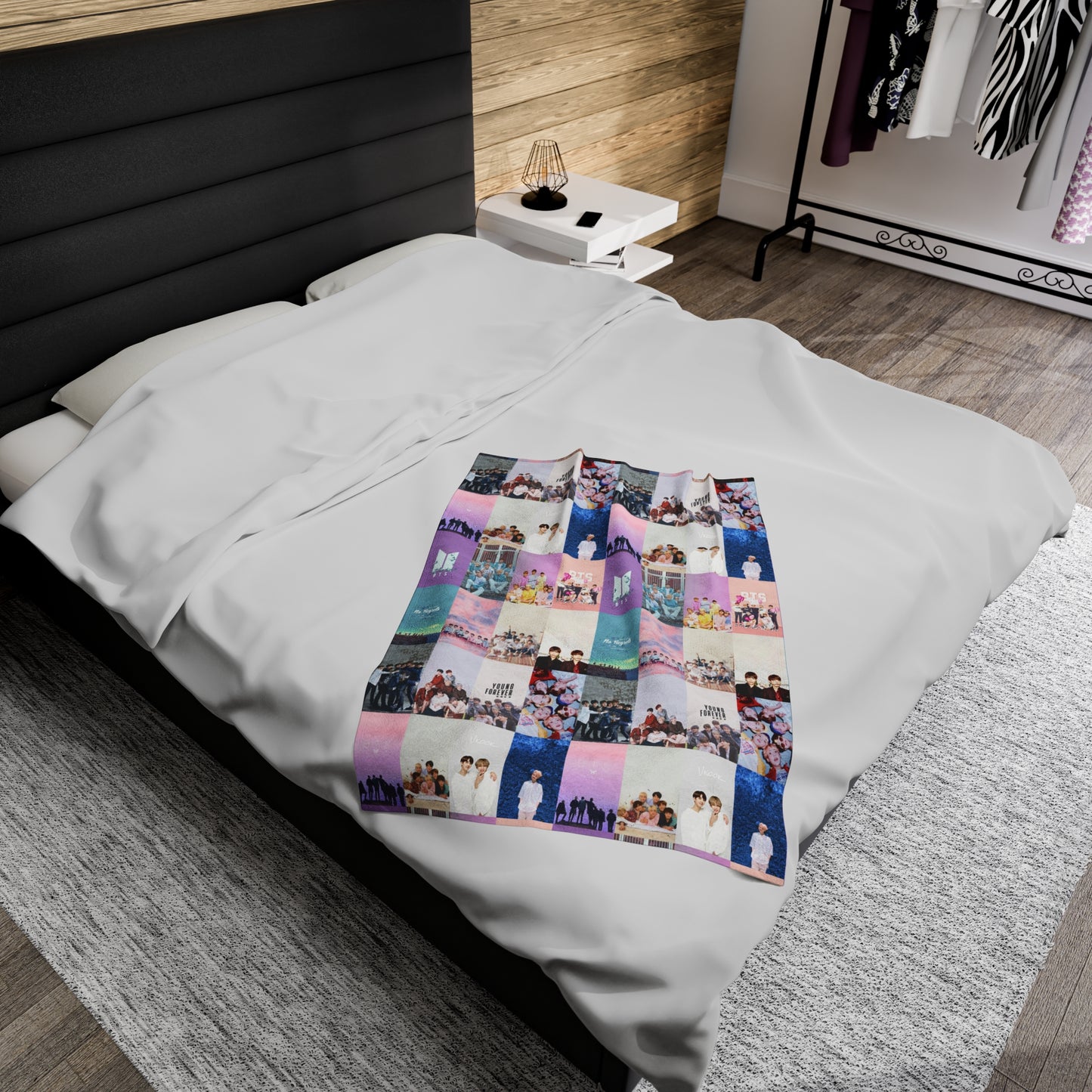 BTS Pastel Aesthetic Collage Velveteen Plush Blanket