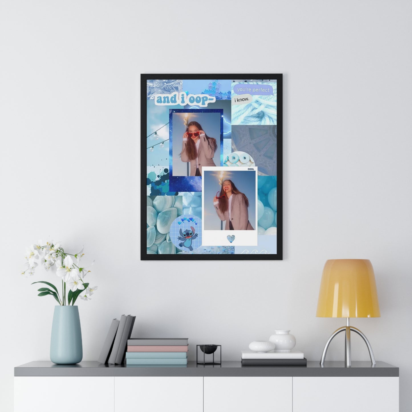 Olivia Rodrigo Light Blue Aesthetic Collage Framed Print