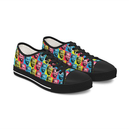 Drake Colored Checker Faces Women's Low Top Sneakers