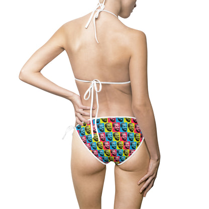 Drake Colored Checker Faces Women's Bikini Swimsuit
