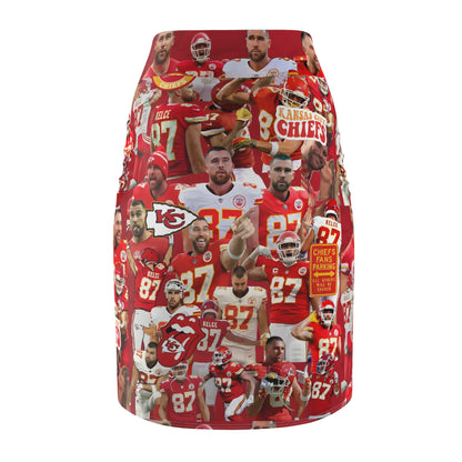 Travis Kelce Chiefs Red Collage Women's Pencil Skirt