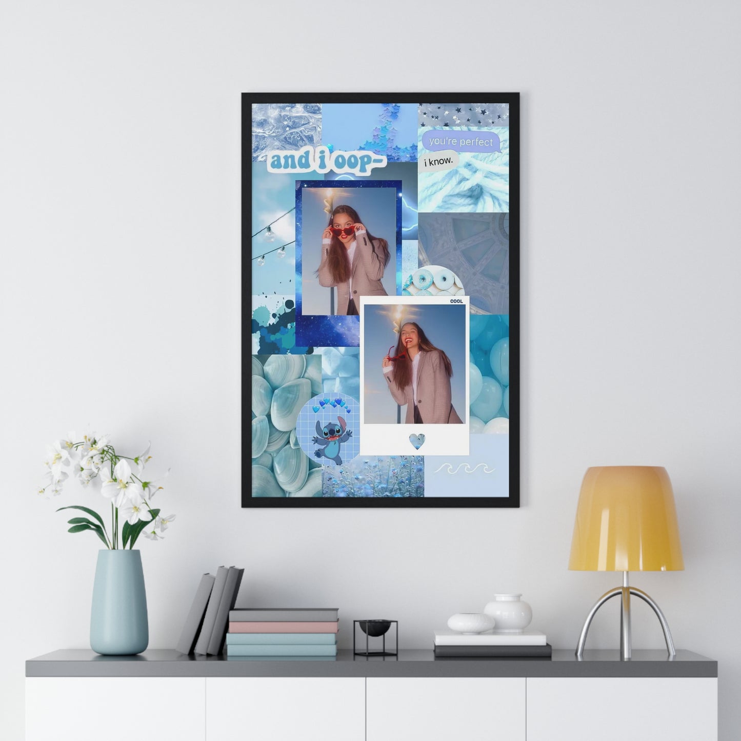 Olivia Rodrigo Light Blue Aesthetic Collage Framed Print