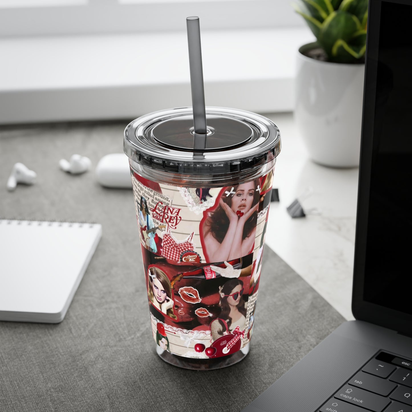 Lana Del Rey Cherry Coke Collage Sunsplash Tumbler with Straw