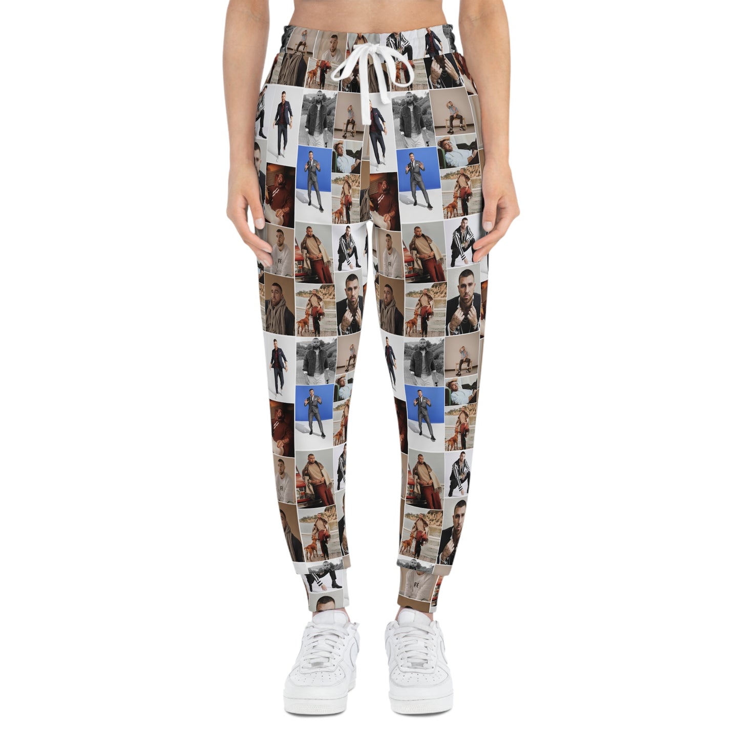 Travis Kelce Portrait Photo Mosaic Athletic Joggers