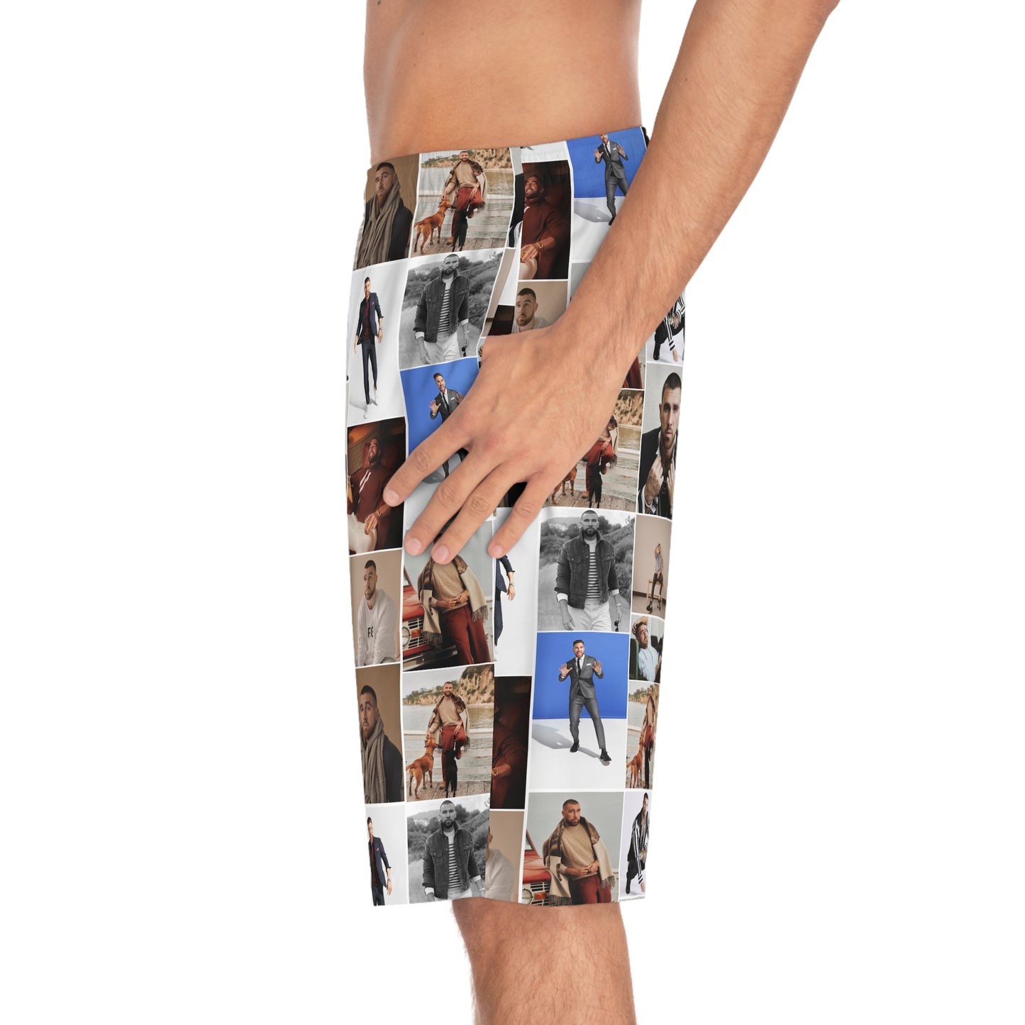 Travis Kelce Portrait Photo Mosaic Men's Board Shorts