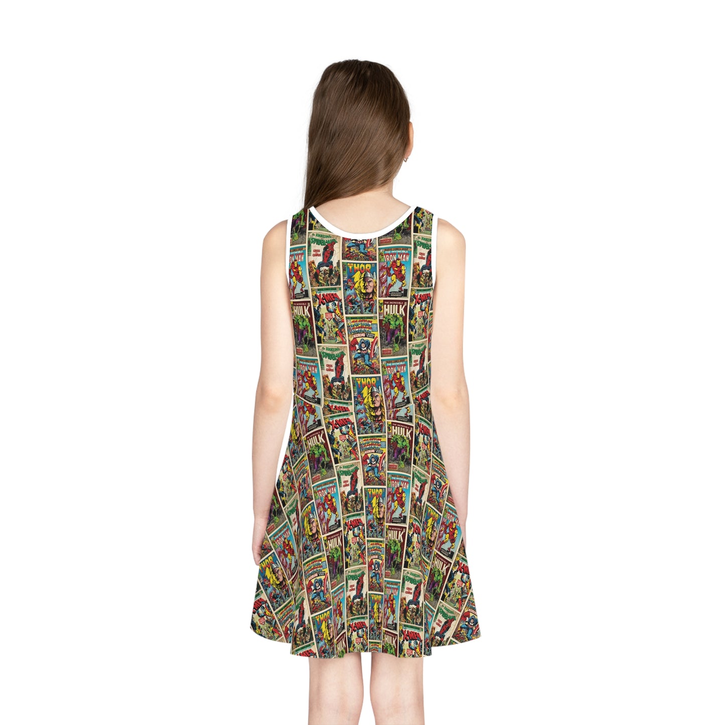 Marvel Comic Book Cover Collage Girls' Sleeveless Sundress