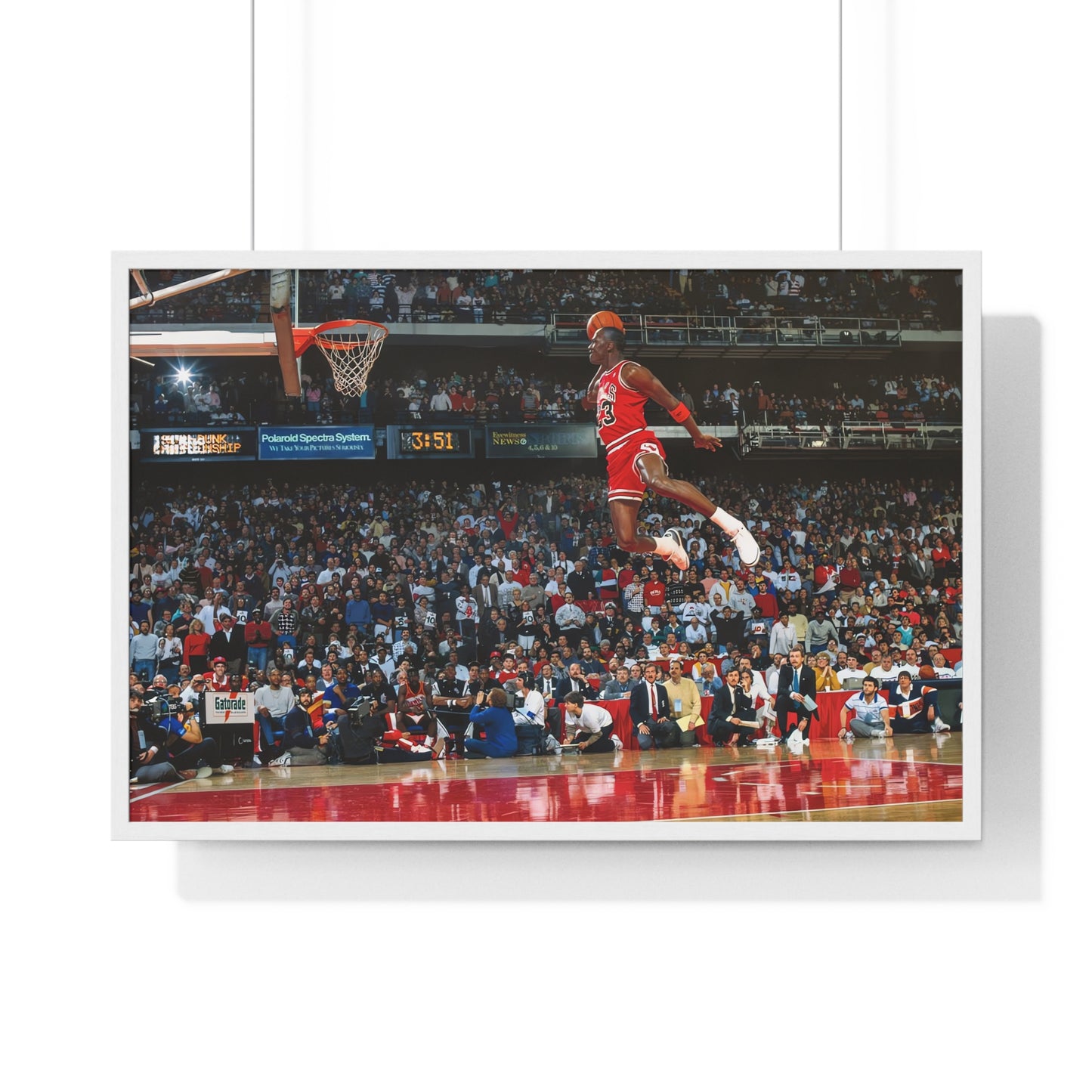 Michael Jordan Free Throw Line Slam Dunk Premium Framed Horizontal Poster