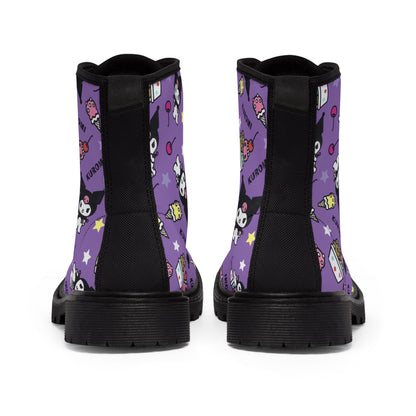 Kuromi Ice Cream Sundae Pattern Women's Canvas Boots