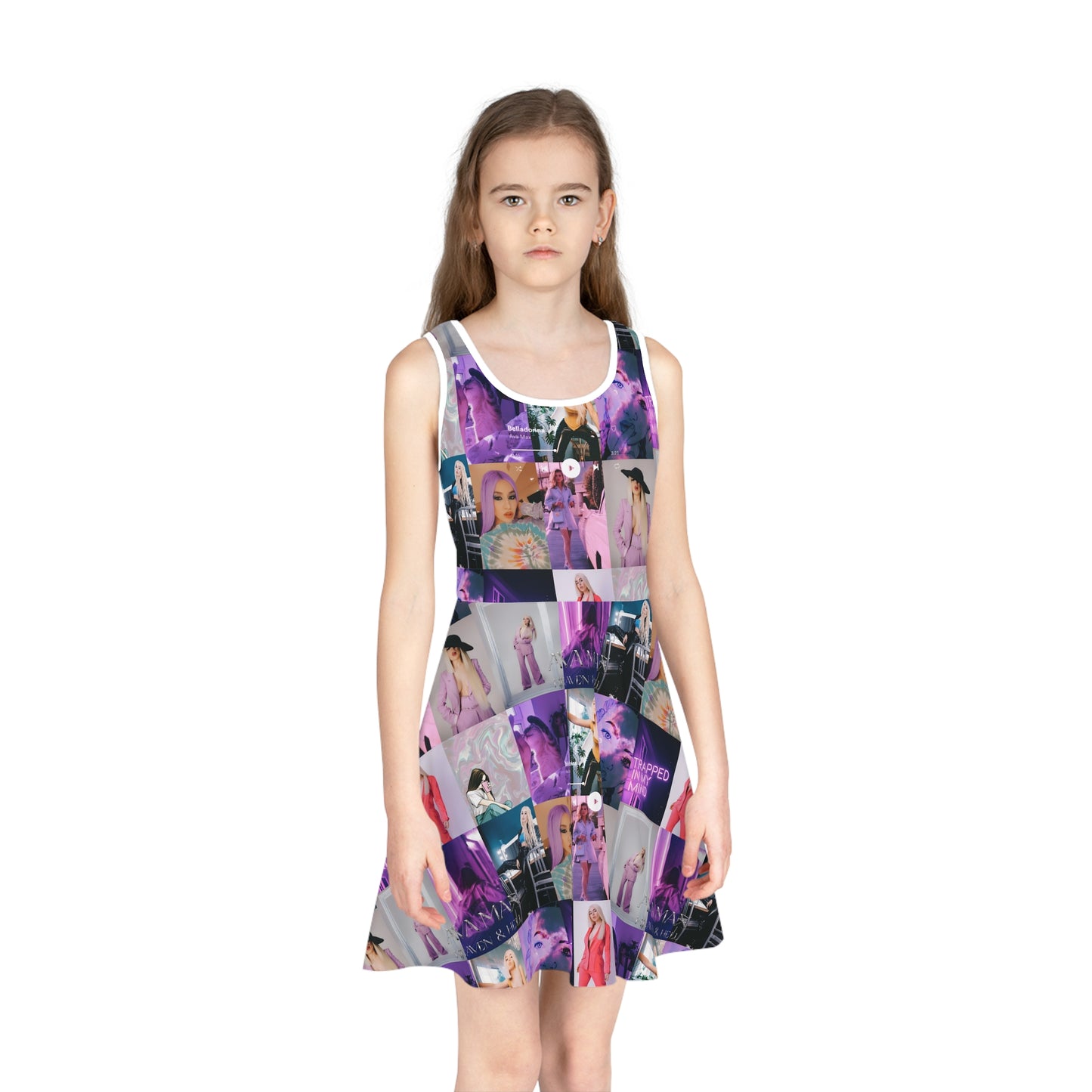 Ava Max Belladonna Photo Collage Girls' Sleeveless Sundress