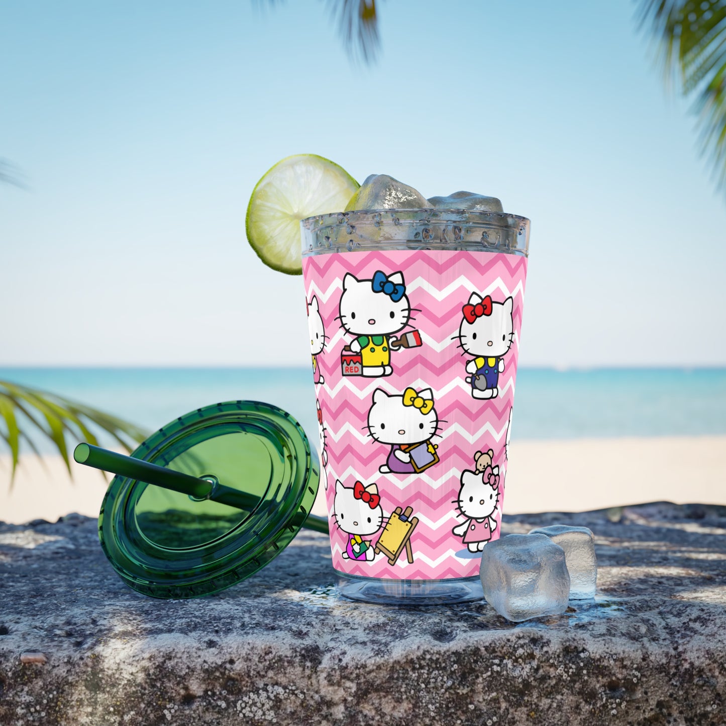 Hello Kitty Playtime Collage Sunsplash Tumbler with Straw