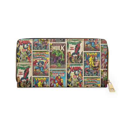 Marvel Comic Book Cover Collage Zipper Wallet